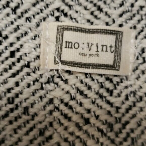 Anthropologie Mo: Vint Tweed Wrap Dress Oatmeal Black V Neckline Size Medium - Picture 4 of 10